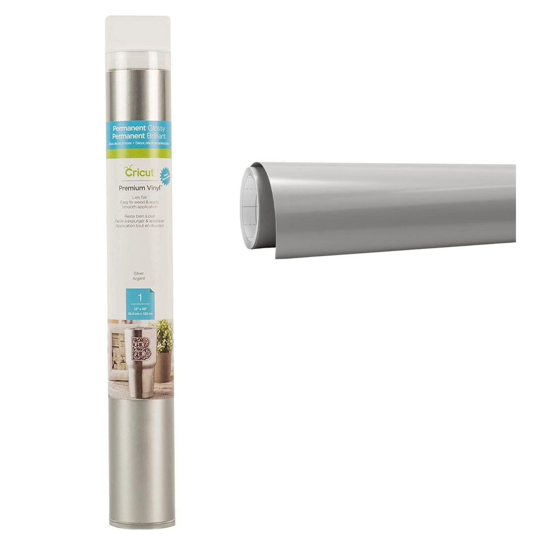 Premium Vinyl Silver 12 x 48" / Rollo de Vinil Permanente Plateado Viniles Cricut