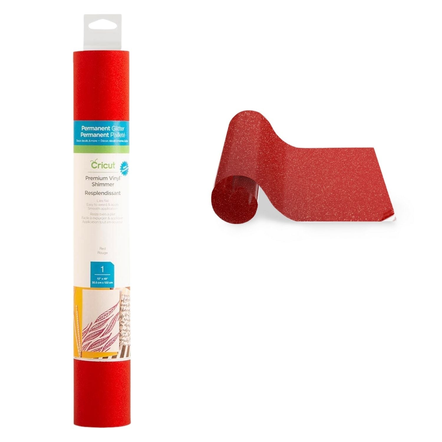 Premium Vinyl Shimmer Red 12 x 48" / Rollo de Vinil Permanente Rojo Glitter Viniles Cricut