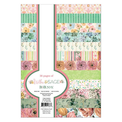 Willow &amp; Sage Paper Pad Stack 6x8" / Block Hojas Flores Sauce Y Salvia Papel BoBunny
