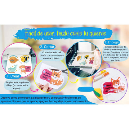 Shrink Sheets Translucent / 10 Hojas Termoencogibles Translucidas para Hacer Charms Viniles Teckwrap