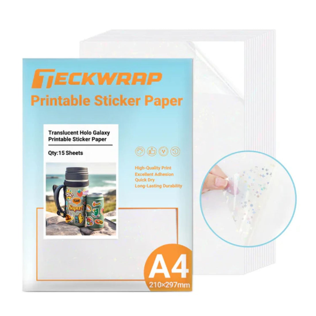 Inkjet Sticker Paper Translucent Holo / 15 Hojas Stickers Translúcidas Holográficas Galaxia Viniles Teckwrap