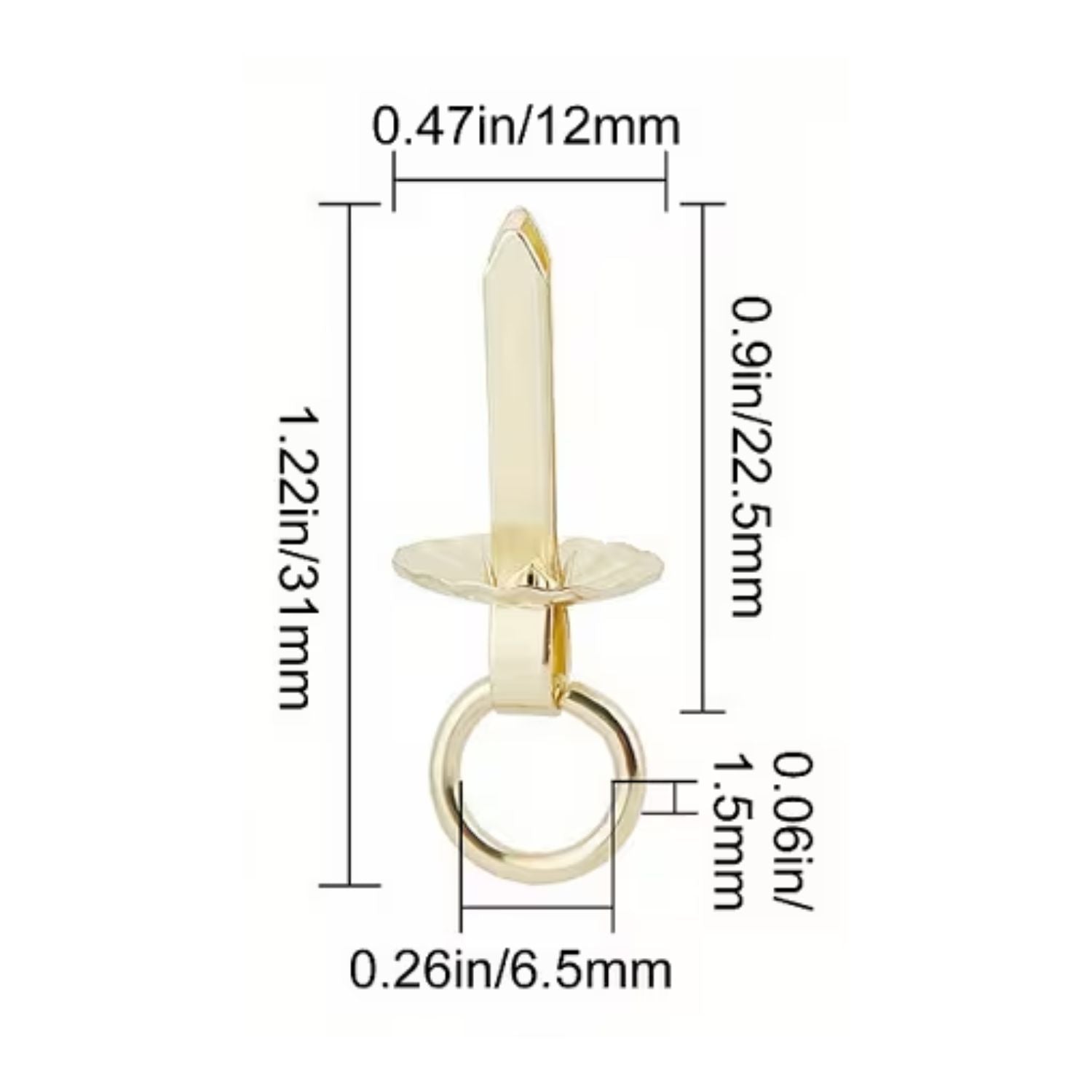 10 Jaladeras Mini Tipo Brads Color Dorado 31mm Adornos / Embellishments Hobbees