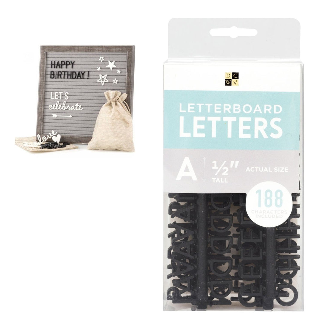 DC Letterboard 1/2" Letters Black / Letras Negro Para Tablero Tableros DCWV