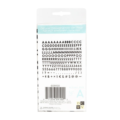 DC Letterboard 1/2" Letters Black / Letras Negro Para Tablero Tableros DCWV