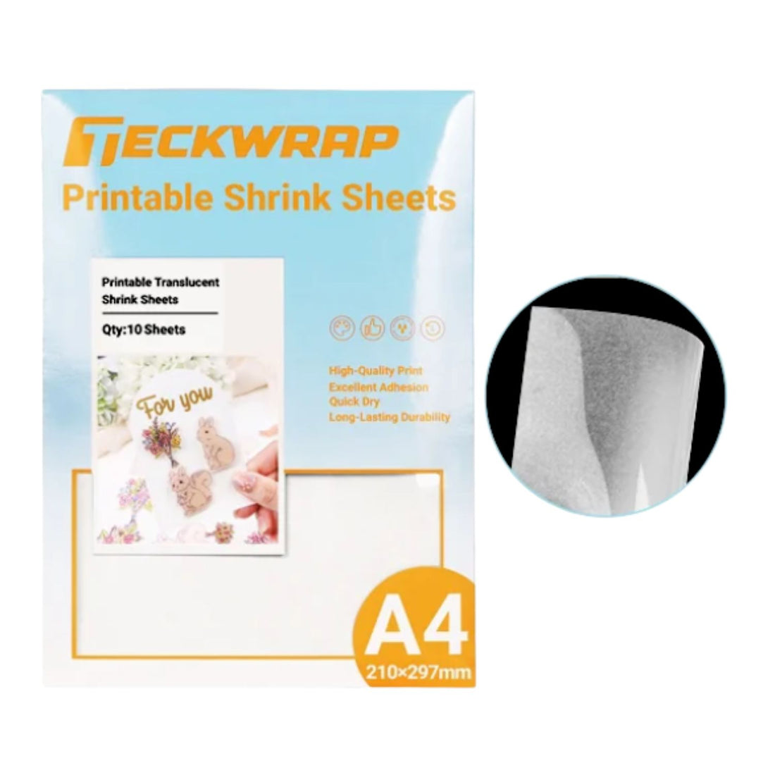 Shrink Sheets Translucent / 10 Hojas Termoencogibles Translucidas para Hacer Charms Viniles Teckwrap