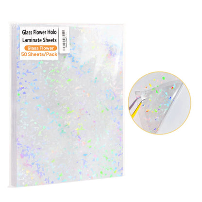 Laminate Sheets Glass Flower Holographic / 50 Hojas Laminado Autoadhesivo Flor De Cristal Holo Acetato y Especializados Teckwrap