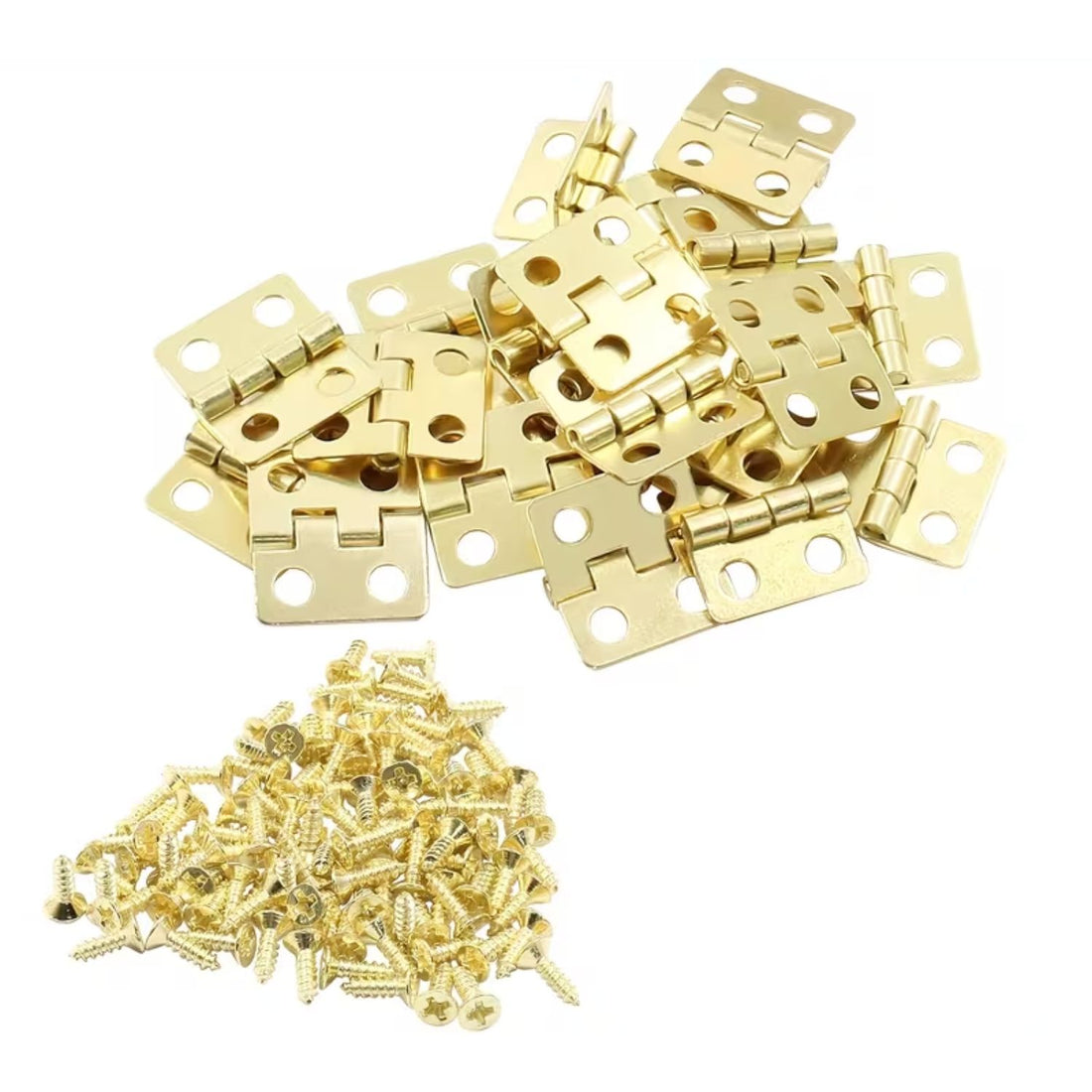 10 Bisagras Metálicas Doradas 13mm