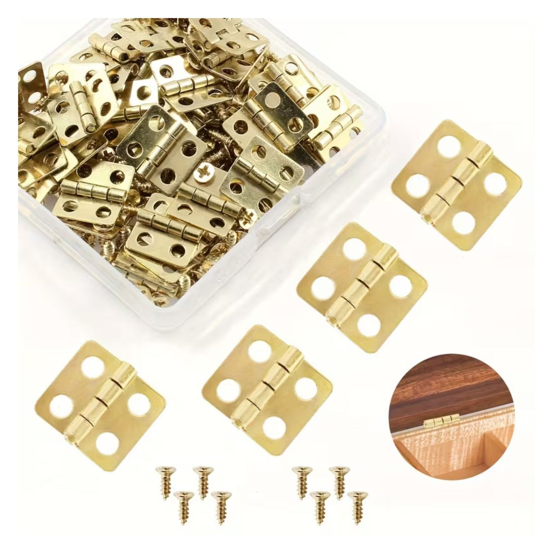 10 Bisagras Metálicas Doradas 13mm