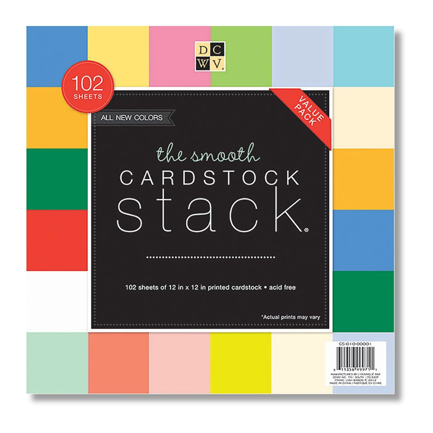 Value Cardstock 12 x 12" / 102 Hojas de Cartulina de Colores Papel DCWV
