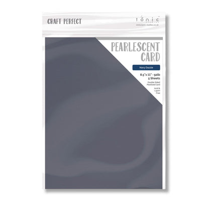 Pearlescent Cardstock Pearl Navy Dazzle / 5 Hojas de Cartulina Aperlada Marino PAPEL Tonic Studios