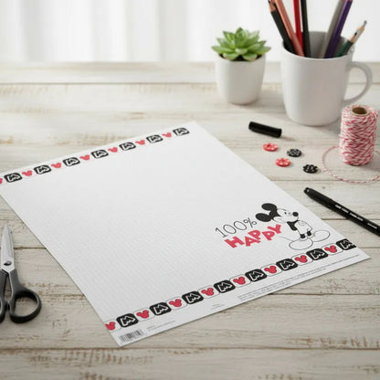 Mickey Black &amp; White Grid Cardstock 12 x 12" / Cartulina Estampada Disney Papel, Hojas Sueltas Ek Success
