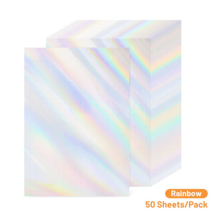 Laminate Sheets Rainbow Holographic / 50 Hojas Laminado Autoadhesivo Arcoiris Holo