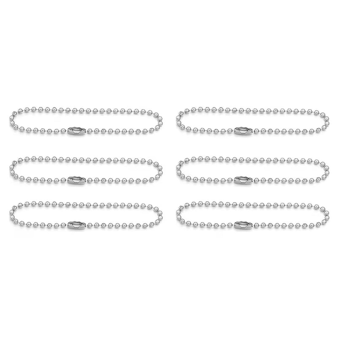 20 Cadenas de Bola con Broche Plateadas 10cm