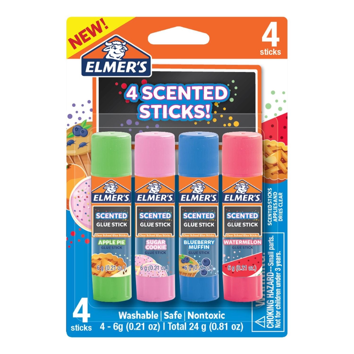 Scented Glue Sticks / 4 Barras de Pegamento Perfumadas Adhesivos / Pegamentos Elmer´s