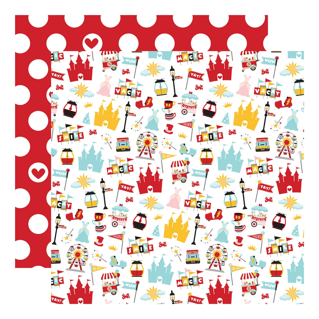 Happy Place Double Sided Paper / Papel Doble Cara Mickey 12" Papel, Hojas Sueltas Echo Park