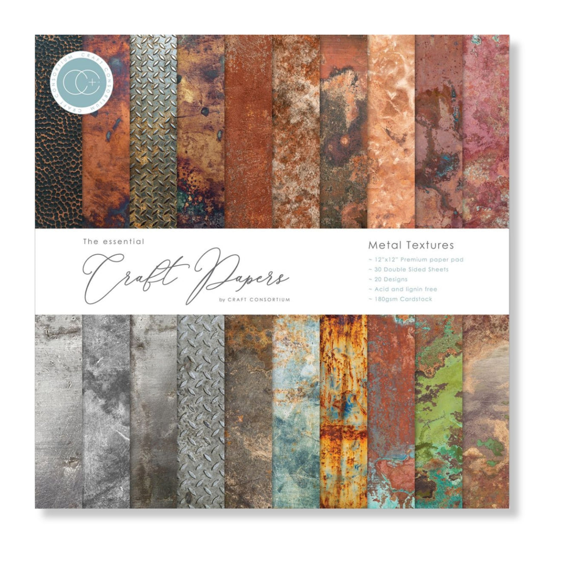 Metal Textures Paper Pack / Papel Doble Cara Textura de Metales