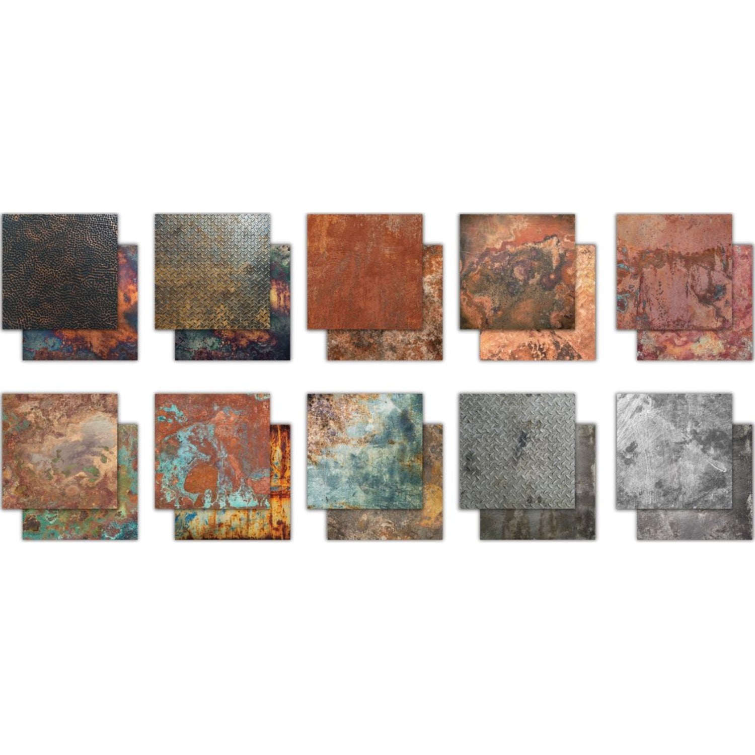 Metal Textures Paper Pack / Papel Doble Cara Textura de Metales Papel Craft Consortium