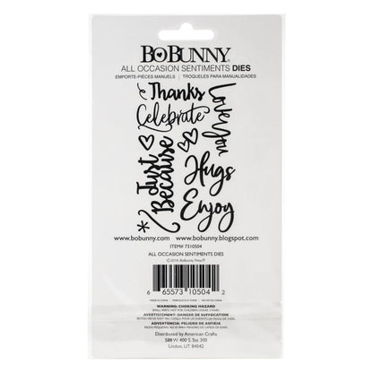 All Occasion Sentiments Dies / Suajes de Frases para Toda Ocasión Dados de Corte / Suajes / Troqueles BoBunny