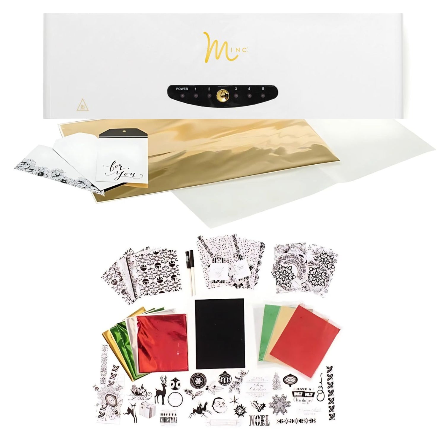 Foil Machine Heidi Swapp 12" Xmas Minc / Máquina Minc Papel Kit Navideño 170 Pzas Extra Máquinas Heidi Swapp