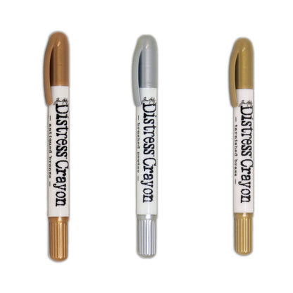 Tim Holtz Distress Crayons Metallics / Crayones Reactivos al Agua Set Metálicos Colores y Plumones Ranger