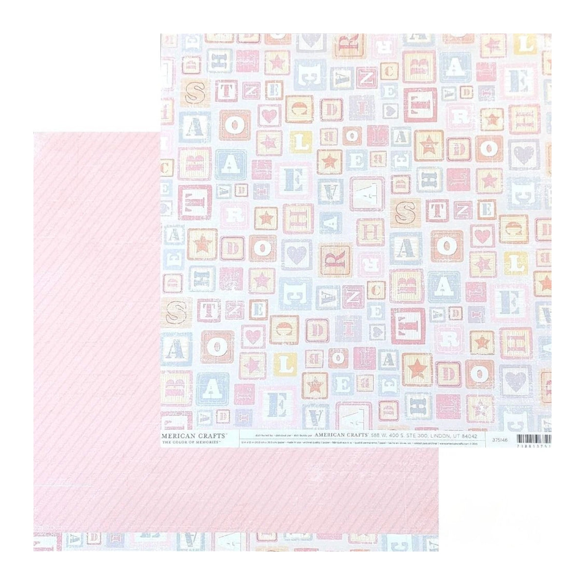 Double-Sided Cardstock Nursery / 1 Hoja de Cartulina Doble Cara Bebés Papel, Hojas Sueltas American Crafts