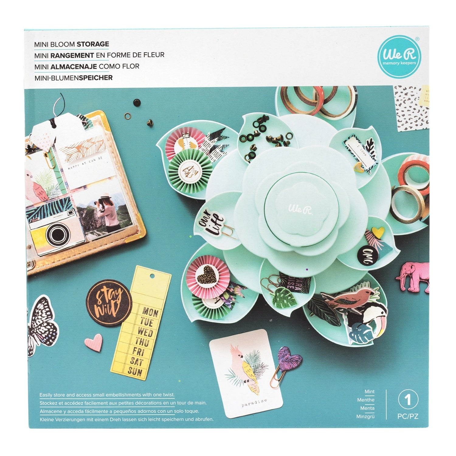 Mini Bloom Storage Mint / Organizador de Flor Mini Menta Almacenamiento y Organización We R Memory Keepers