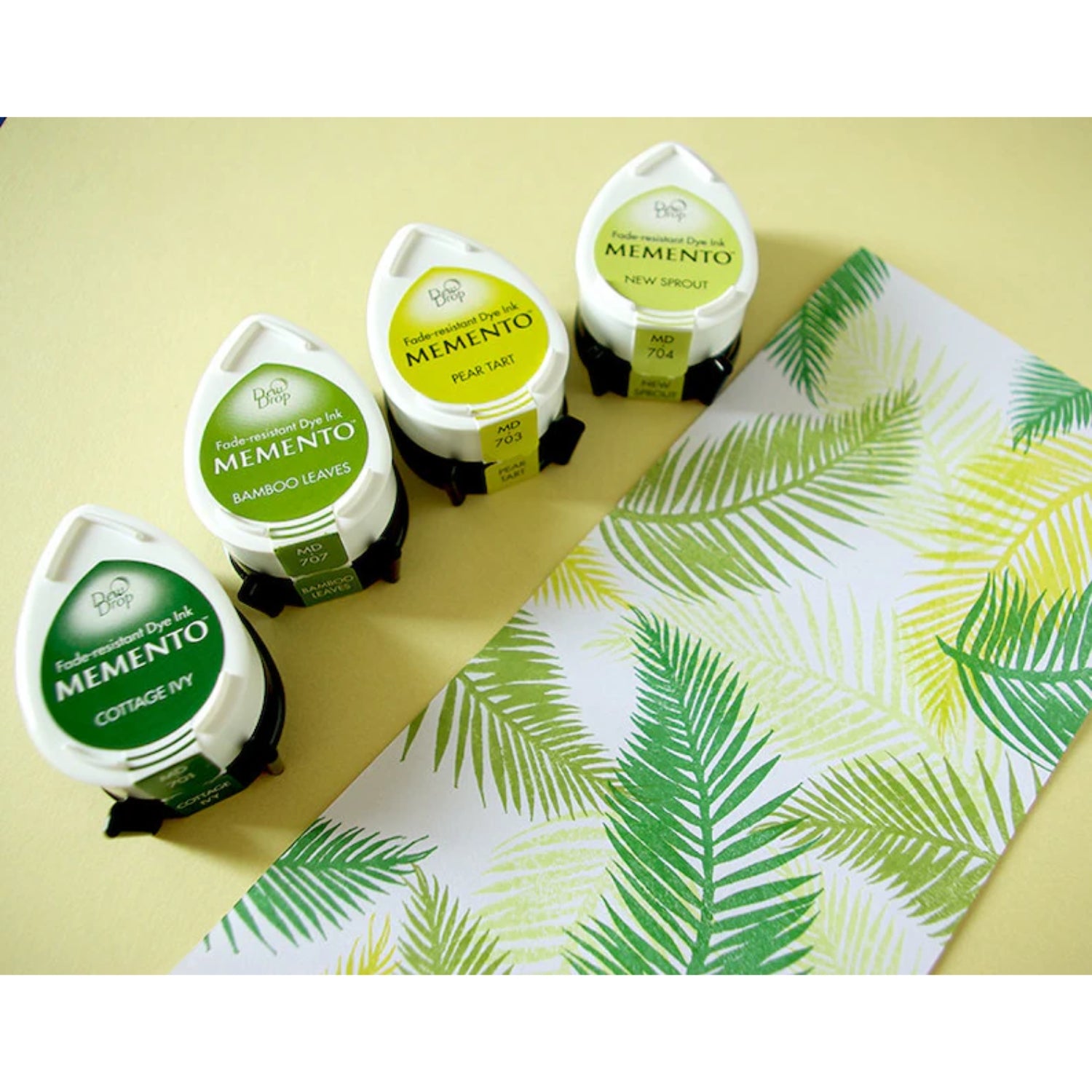 Memento Dew Drop Greenhouse / Paquete de 4 Tintas Memento Verdes Tintas TSUKINEKO