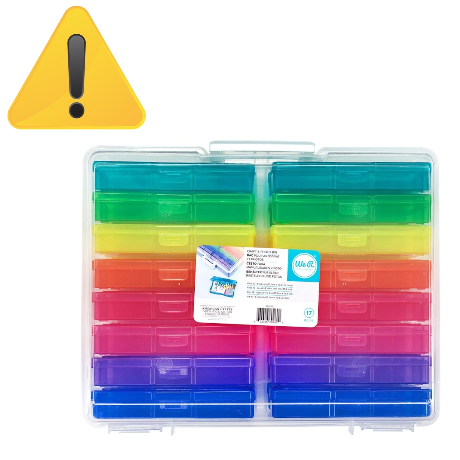 EA Translucent Plastic Storage / Organizador de Plástico con 16 Cajitas