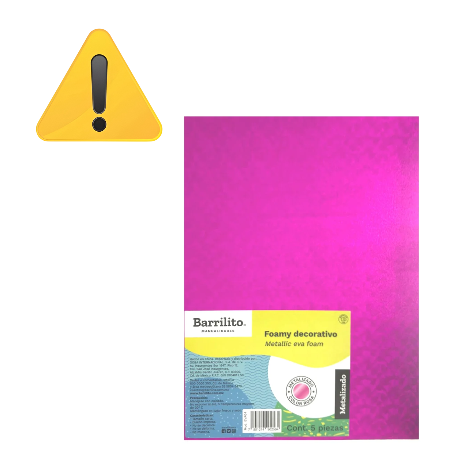EA Hojas de Foamy Metalizado Rosa con Grecas
