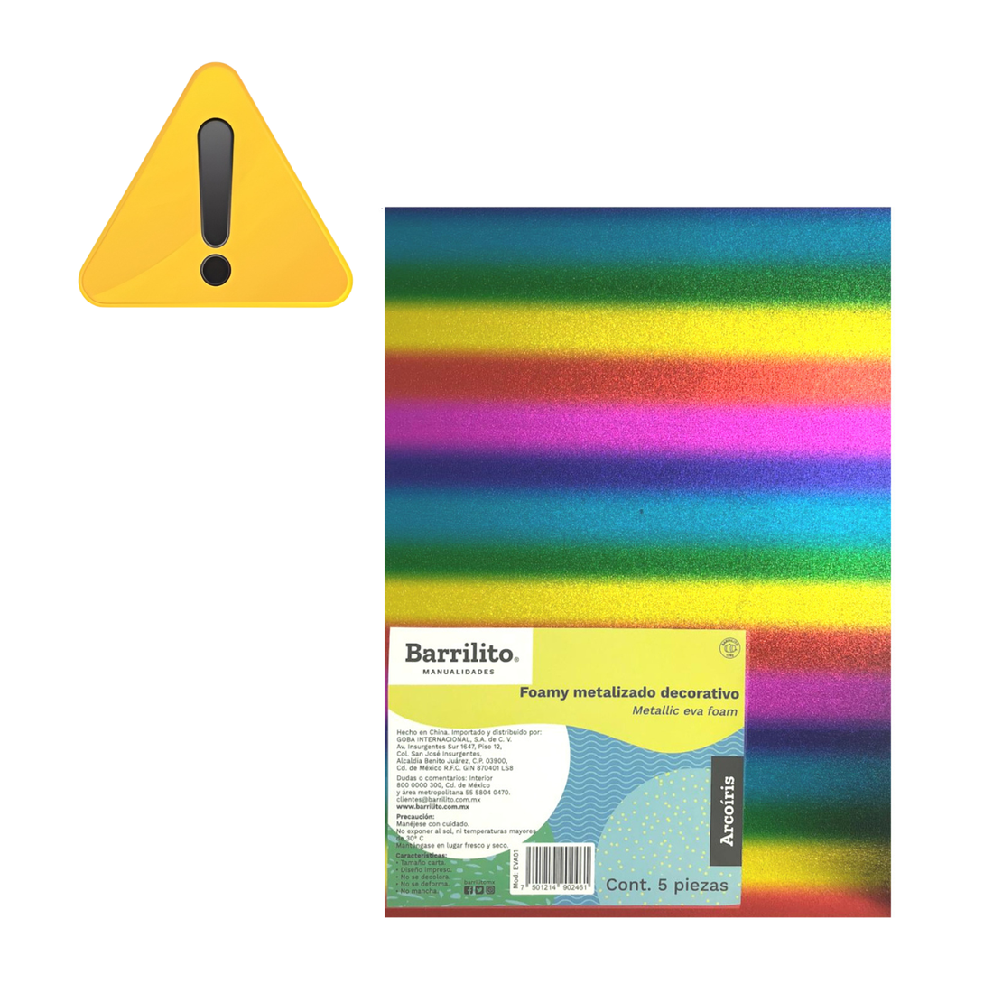 EA Hojas de Foamy Metalizado Arcoiris Papel para Arte Barrilito