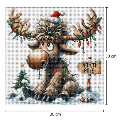 Kit Bordado Punto de Cruz Christmas Reindeer Embroidery Kit 30cm Costura Dowdell
