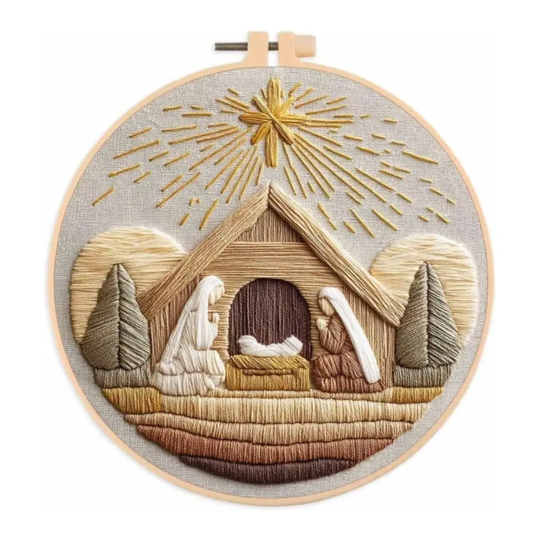 Kit Bordado Birth Stable Embroidery Kit 20cm Costura Dowdell