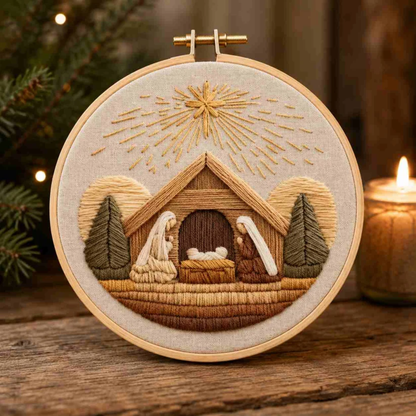Kit Bordado Nativity Embroidery Kit 20cm Costura Dowdell