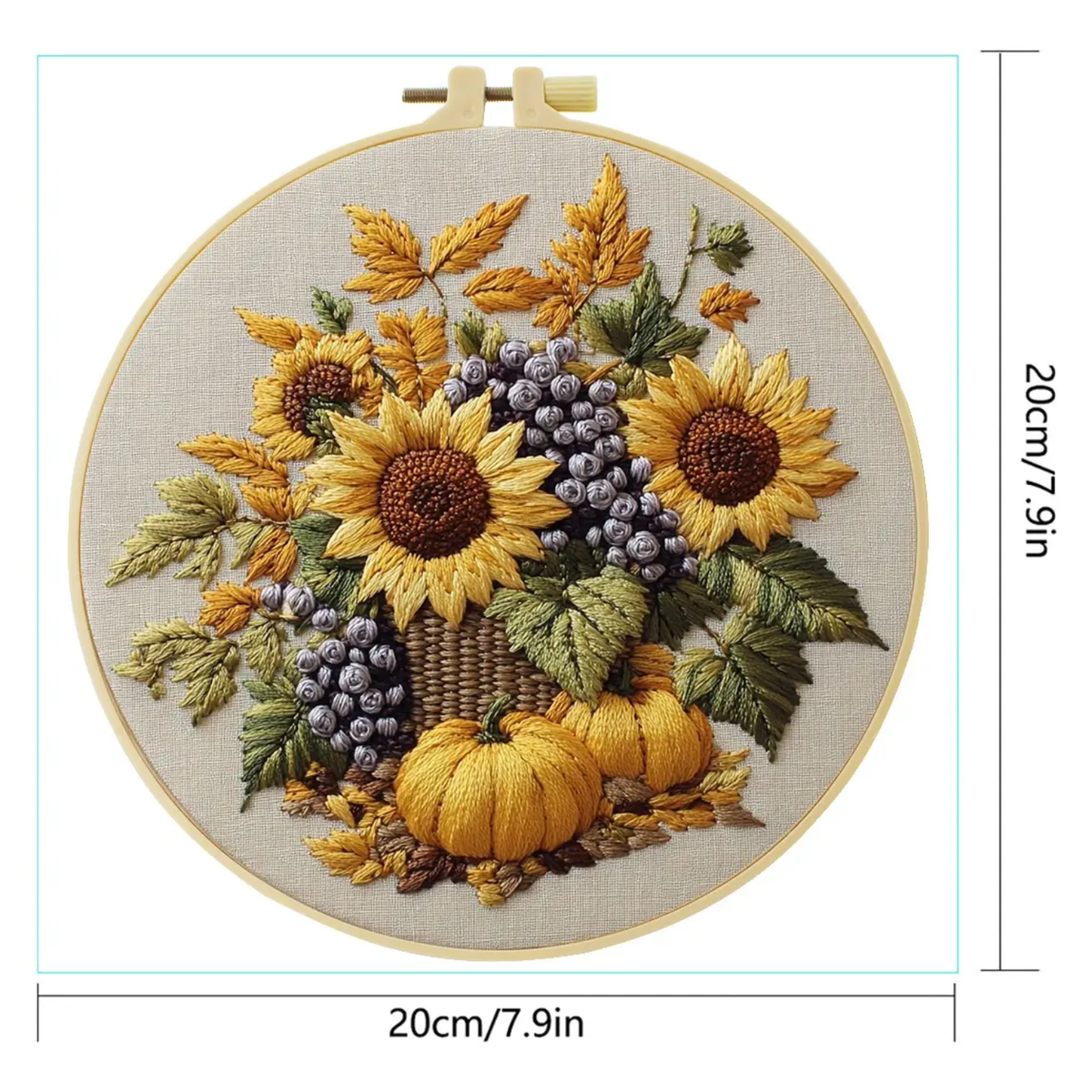 Kit Bordado Sunflower Embroidery Kit 20cm Costura Dowdell