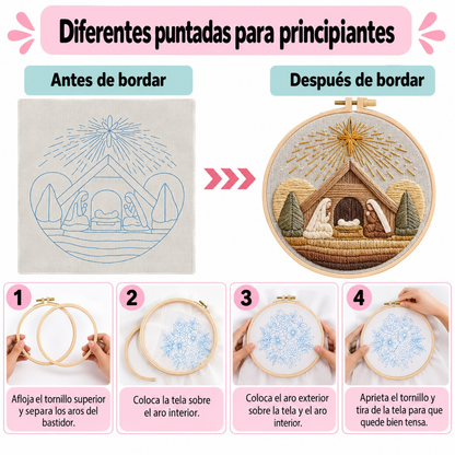 Kit Bordado Birth Stable Embroidery Kit 20cm Costura Dowdell