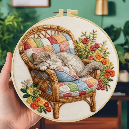 Kit Bordado Cozy Cat Embroidery Kit 20cm