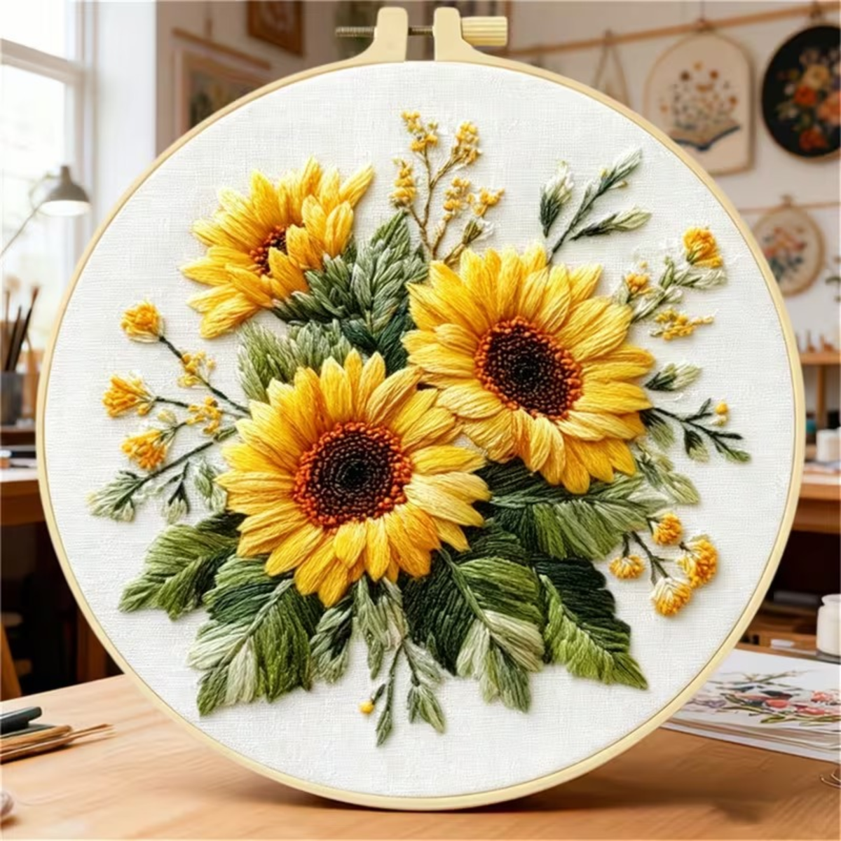 Kit Bordado Sunflowers Embroidery Kit 20cm