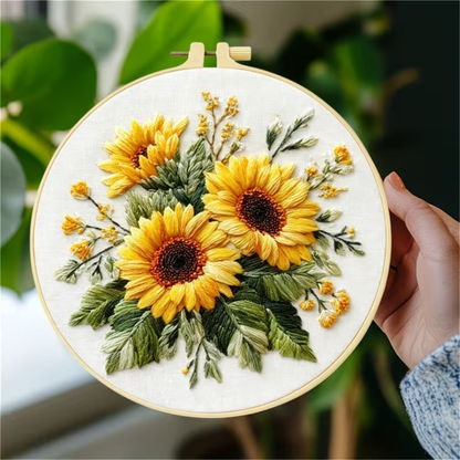 Kit Bordado Sunflowers Embroidery Kit 20cm