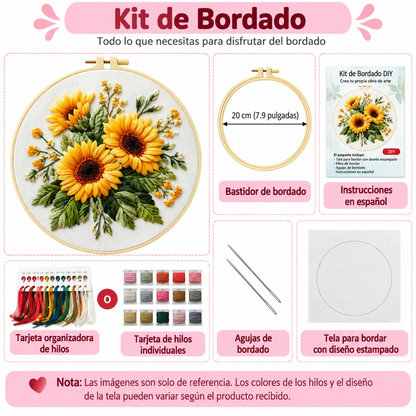 Kit Bordado Sunflowers Embroidery Kit 20cm