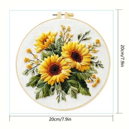 Kit Bordado Sunflowers Embroidery Kit 20cm