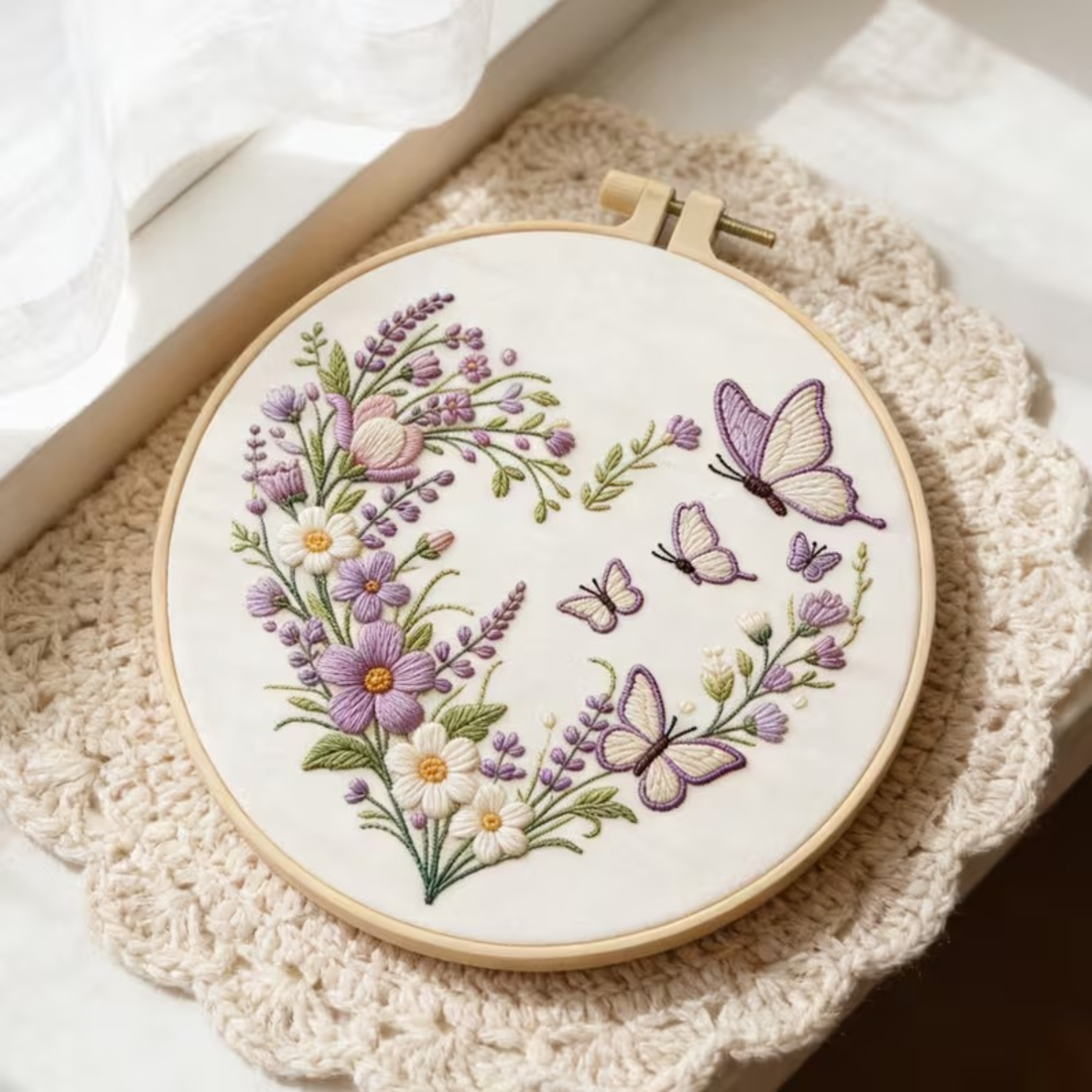 Kit Bordado Floral Heart Embroidery Kit 20cm