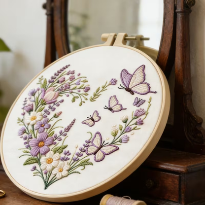 Kit Bordado Floral Heart Embroidery Kit 20cm