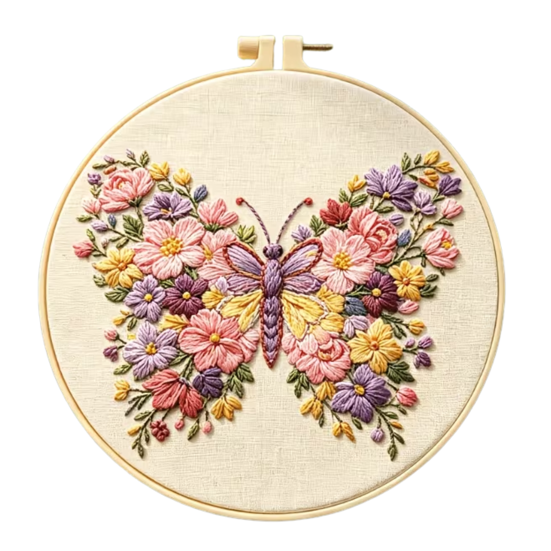 Kit Bordado Flourishing Flowers and Butterflies Embroidery Kit 20cm