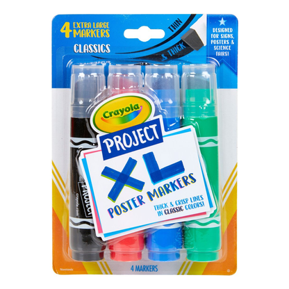 Project XL Poster Markers / 4 Marcadores Extra Grandes Colores y Plumones Crayola