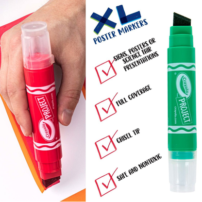 Project XL Poster Markers / 4 Marcadores Extra Grandes Colores y Plumones Crayola