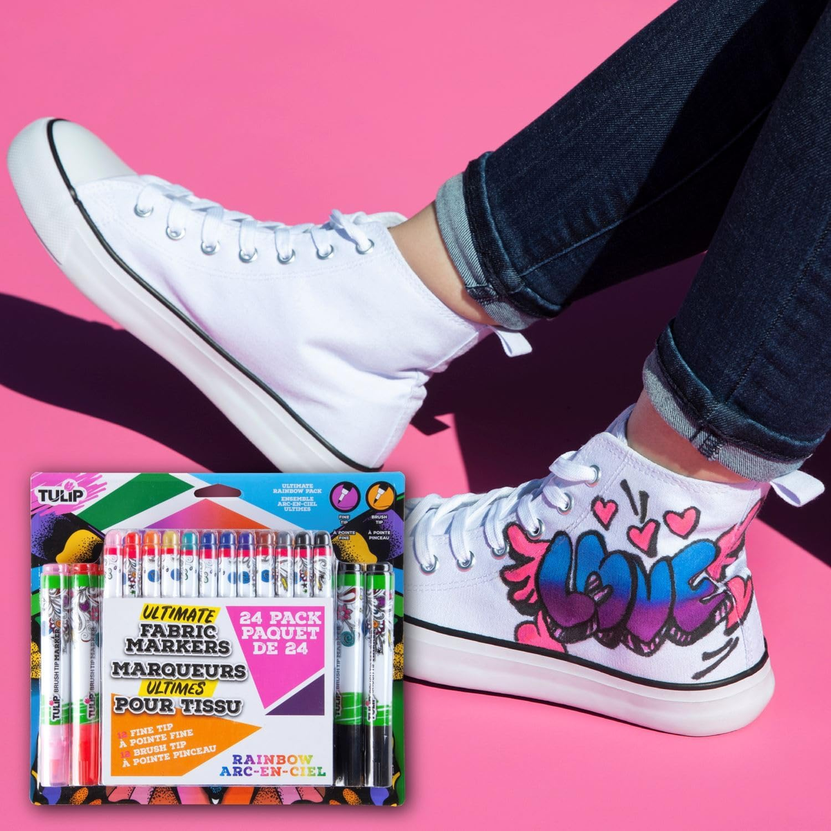 Ultimate Fabric Markers / 24 Marcadores de Tela Permanentes Rainbow Marcadores &amp; Plumones Tulip