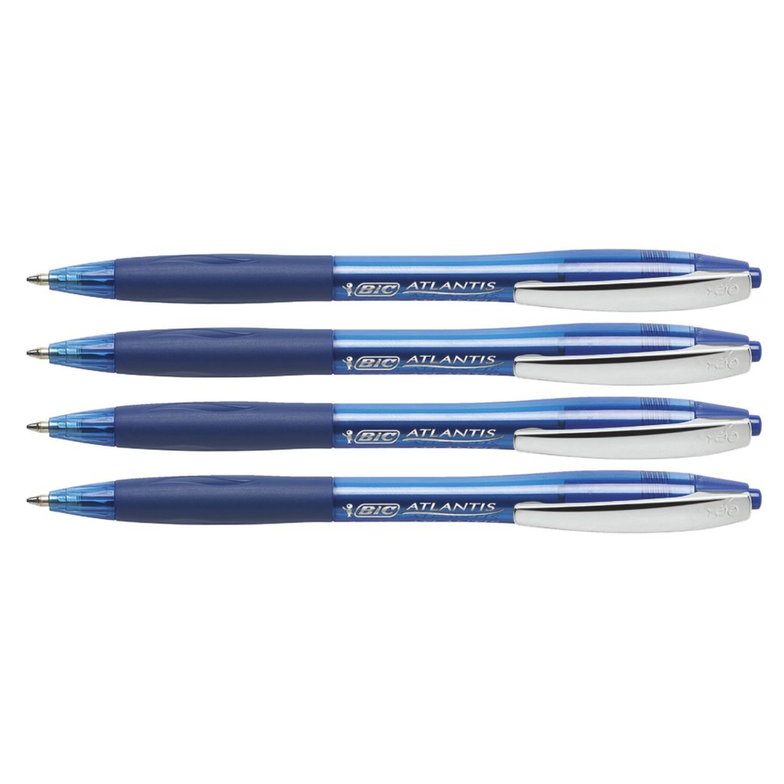 Atlantis Ballpoint Retractable Pens / 4 Bolígrafos Retráctil Azul