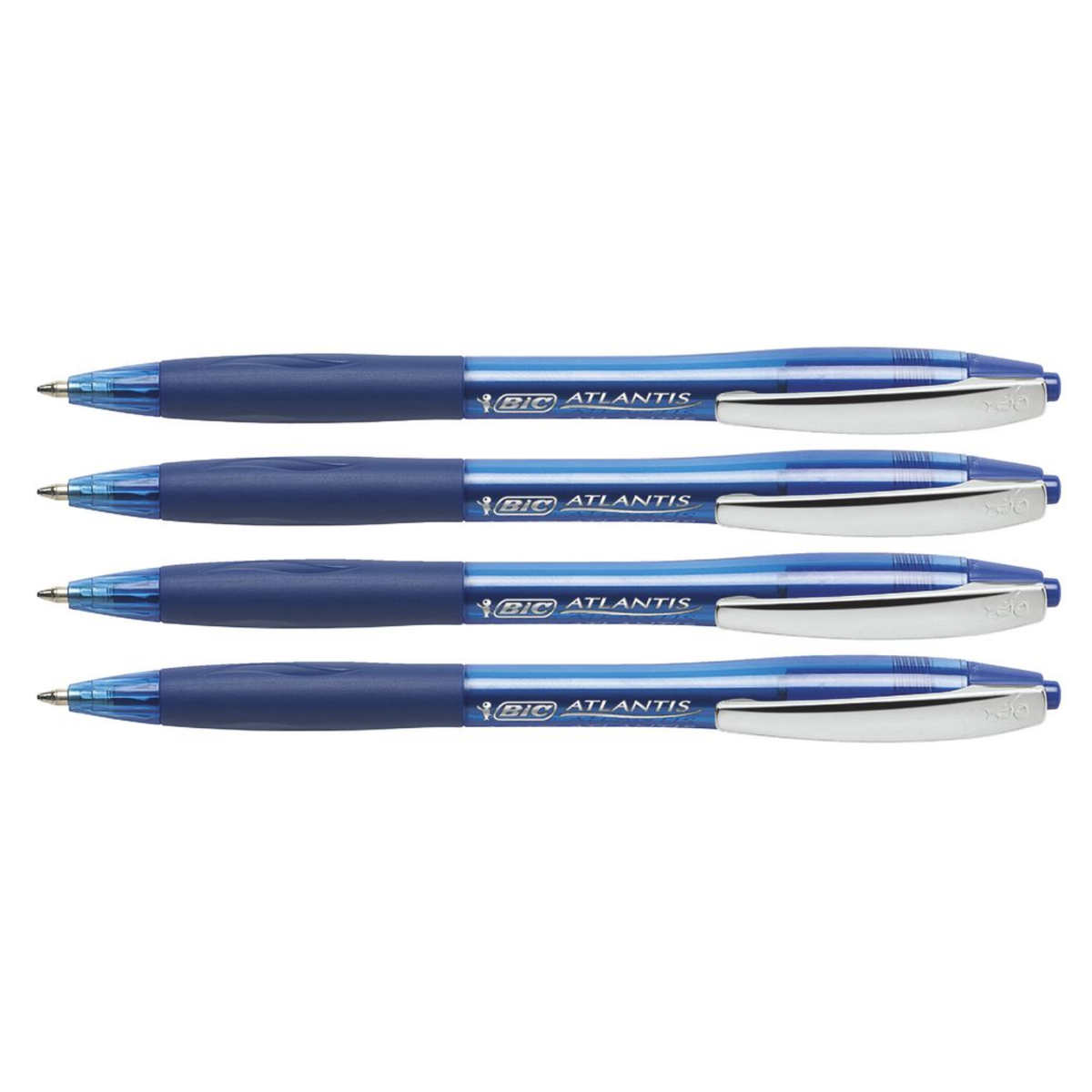 Atlantis Ballpoint Retractable Pens / 4 Bolígrafos Retráctil Azul