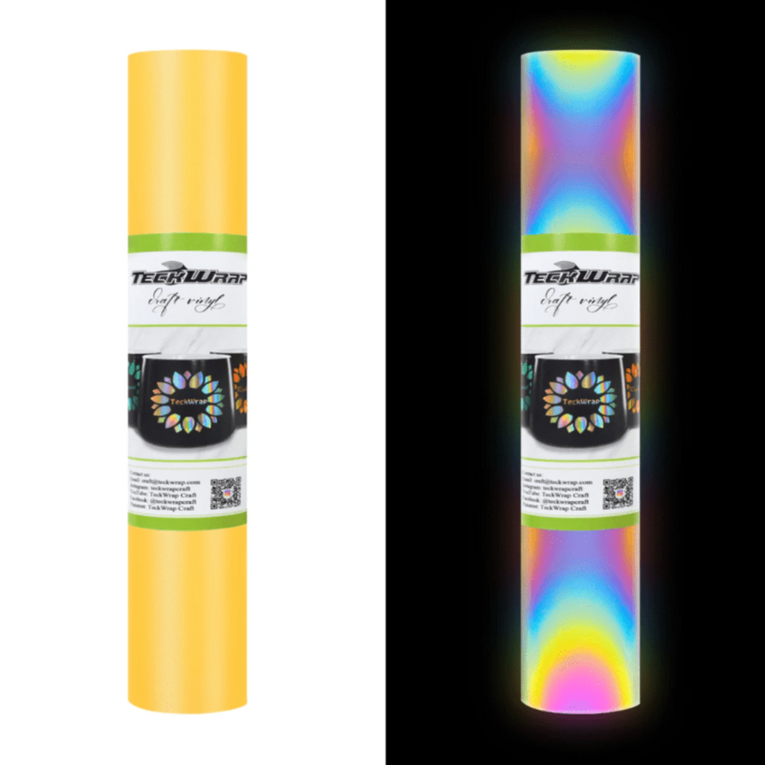 Rainbow Yellow Reflective Adhesive Vinyl / Vinil Amarillo Arcoíris Reflectante Viniles Teckwrap