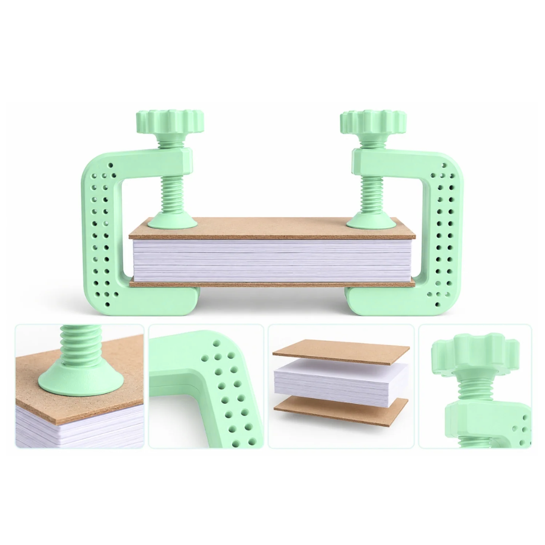Set de 2 Mini Prensas Verde Pastel para Encuadernación